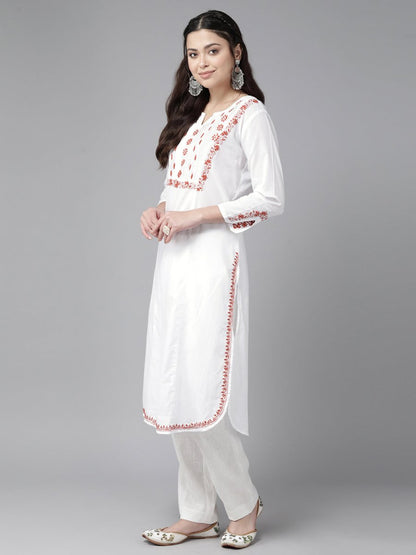 ADA Embroidered Chikankari Cotton Kurta