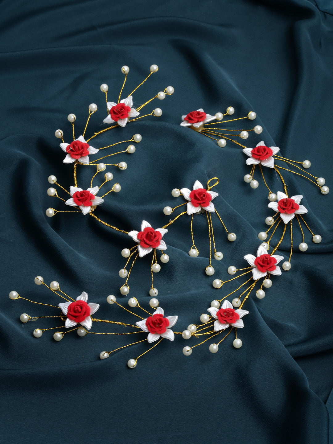 Panash Women Gold-Toned & Red Embellished Tiara