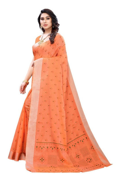 Vamika Orange Chanderi Designer Saree (DIYA ORANGE)