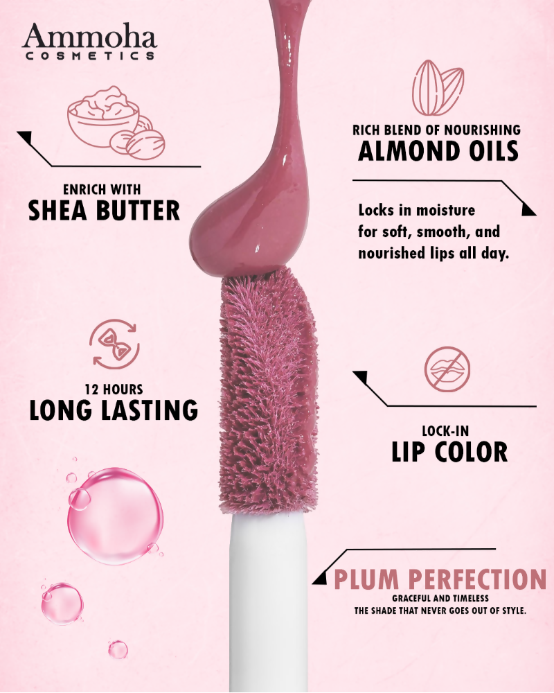 Ammoha Cosmetics Long-Lasting, Matte-Finished Plum Perfection Color Liquid Lipstick