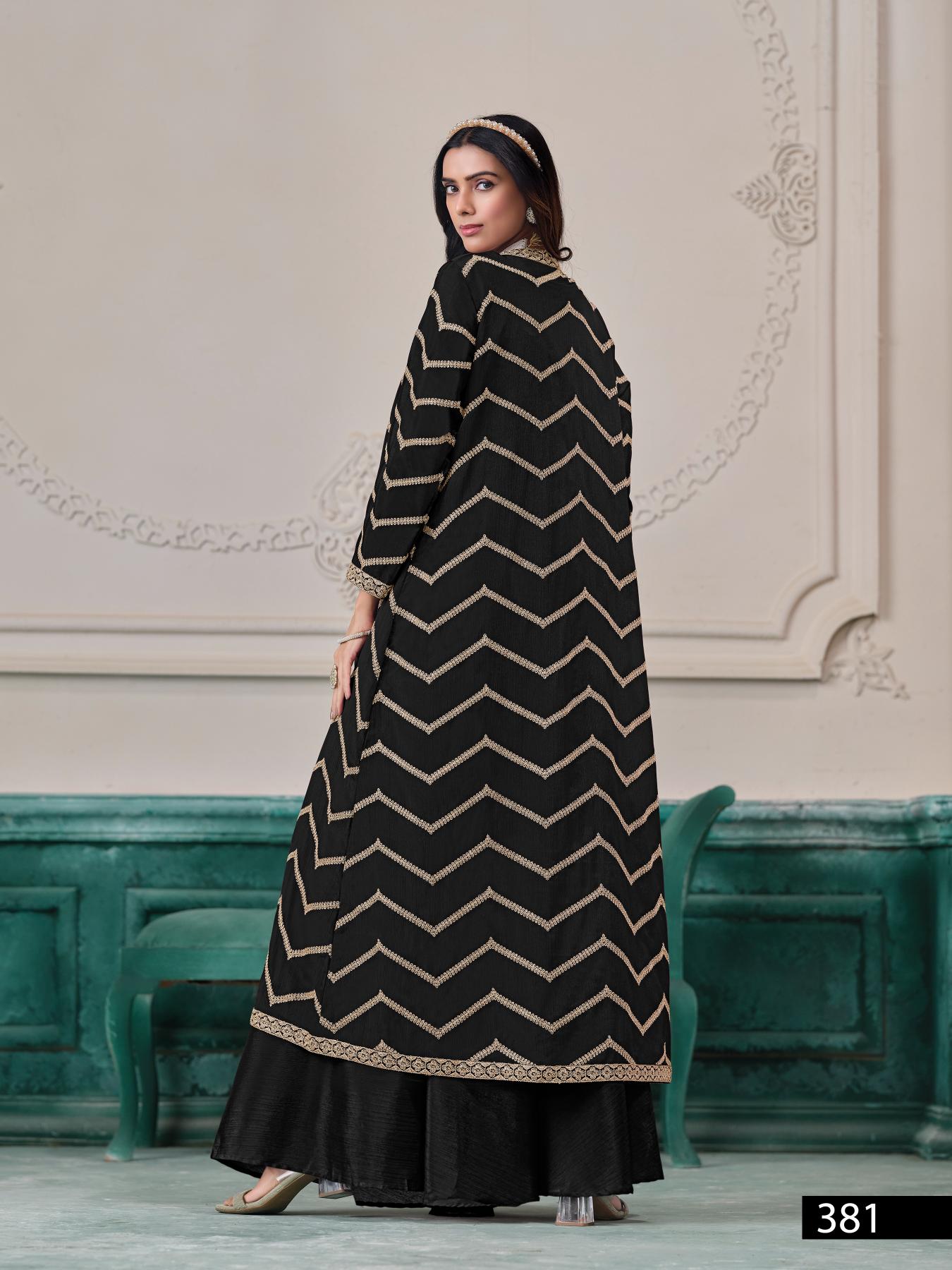 Anaita Black Chinon Designer Stitched Indo Western