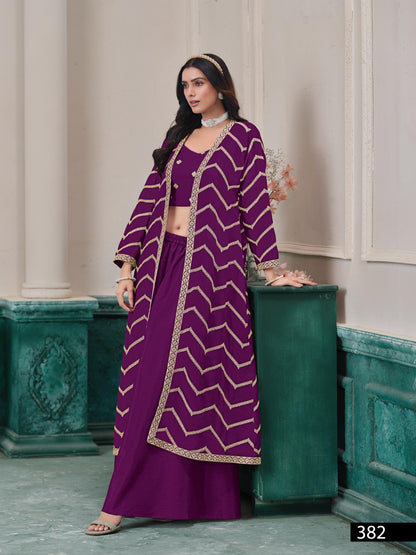 Anaita Purple Chinon Designer Stitched Indo Western