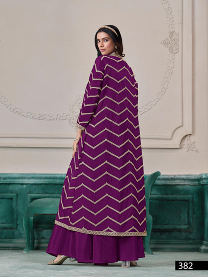 Anaita Purple Chinon Designer Stitched Indo Western