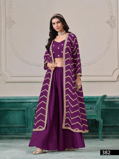 Anaita Purple Chinon Designer Stitched Indo Western