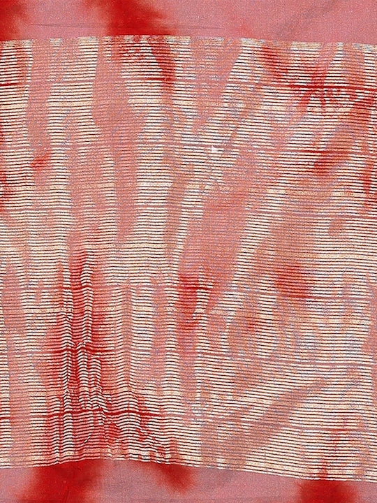 Fabmora Tie and Dye Dyed Zari Organza Saree