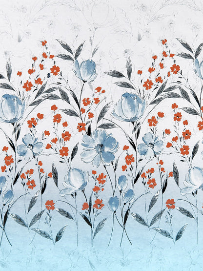 Story@home White & Blue Floral 210 TC Cotton 1 King Bedsheet with 2 Pillow Covers