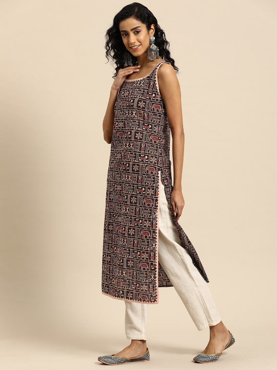 Anayna Women Ethnic Motifs Printed Gotta Patti Kurta