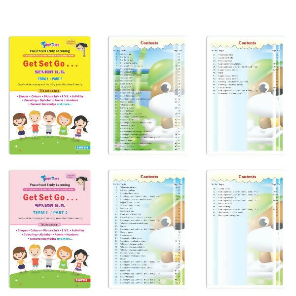 Tiny Tots Get Set Go Preschool Learning Senior KG Books Set of 4| Term wise Education Books| Ages 5-6 Years