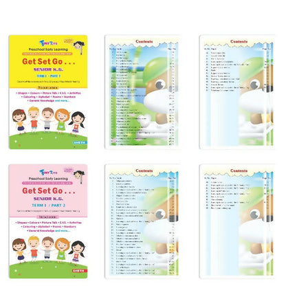 Tiny Tots Get Set Go Preschool Learning Senior KG Books Set of 4| Term wise Education Books| Ages 5-6 Years