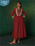 Likha Maroon Rustic Printed with Zari Work Co-ord Set With Jacket LIKSKD144 (Set of 3) - XL