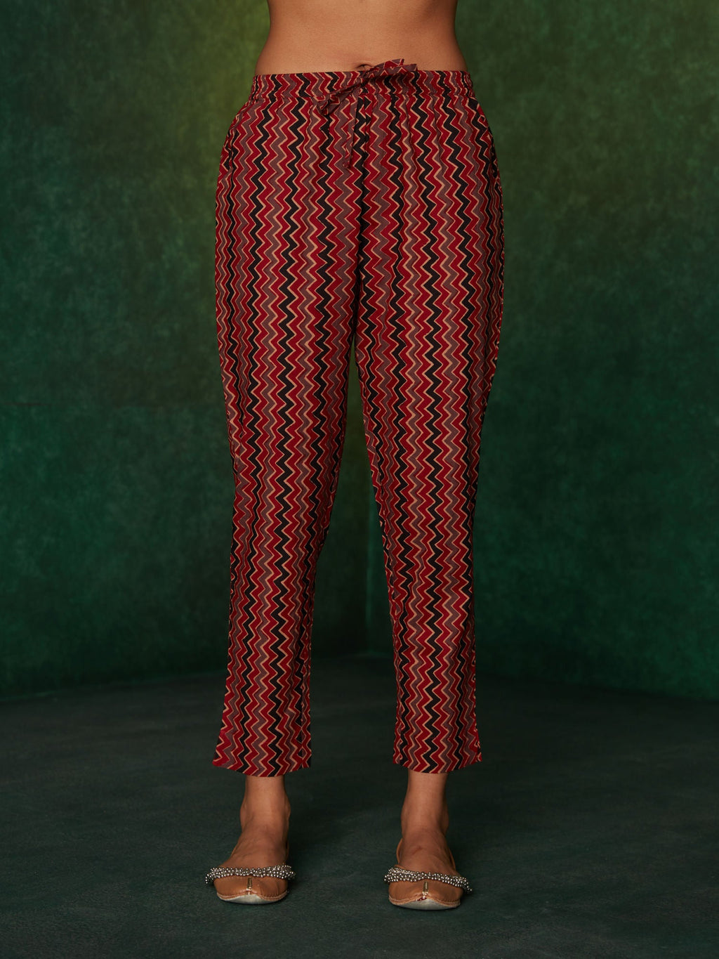Likha Maroon Rustic Printed with Zari Work Co-ord Set With Jacket LIKSKD144 (Set of 3) - XL
