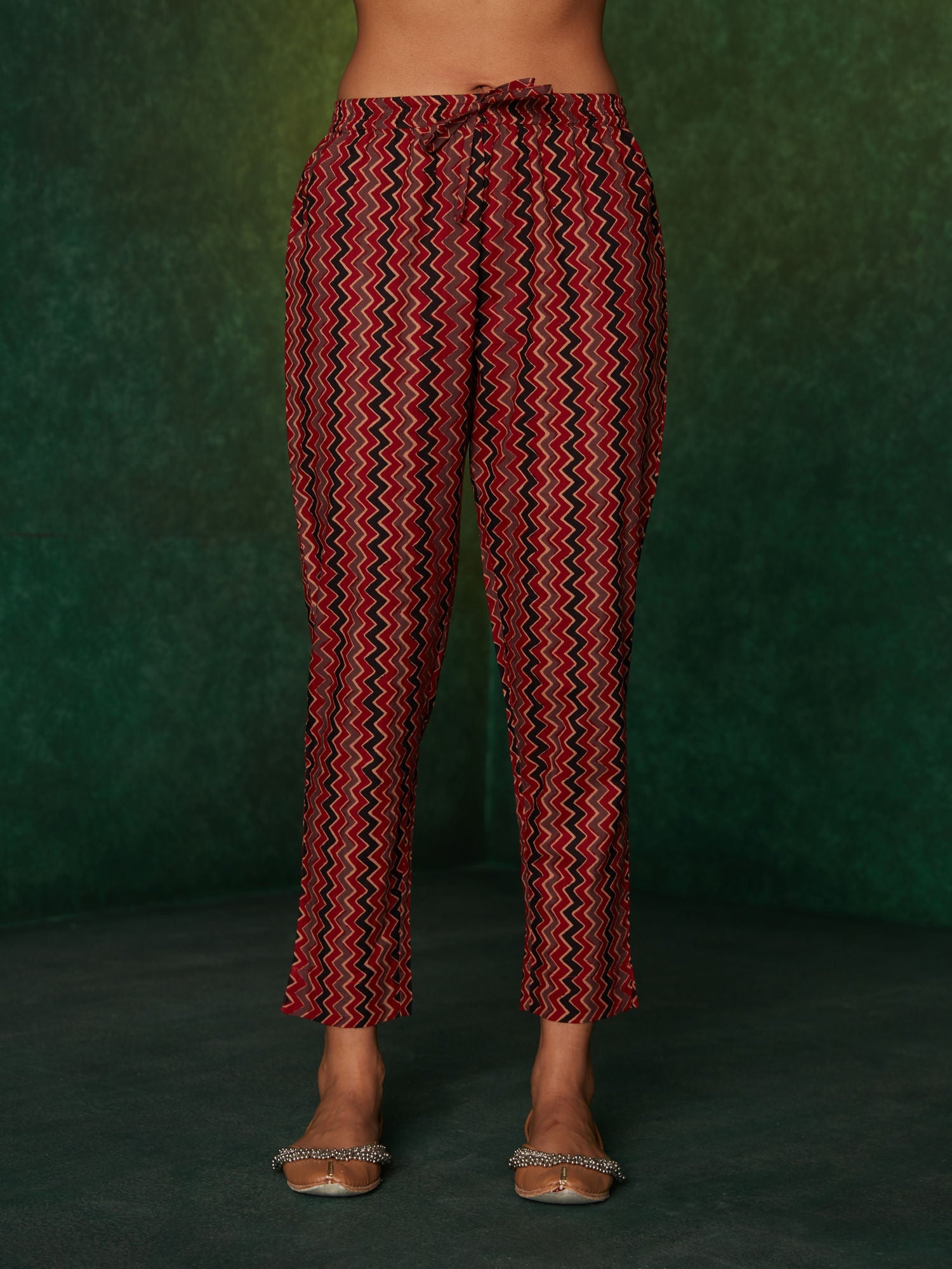 Likha Maroon Rustic Printed with Zari Work Co-ord Set With Jacket LIKSKD144 (Set of 3) - XL