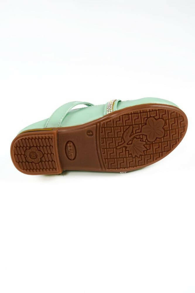 Tiny Bugs Girls Party Wear Velcro Ballerinas - Green