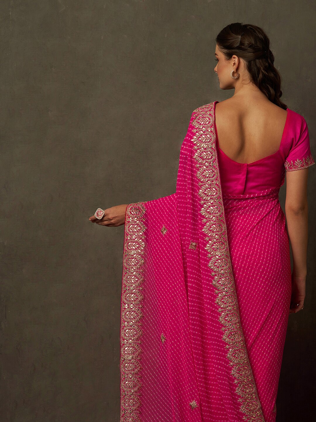 Saree Mall Bandhani Embroidered Pure Georgette Bandhani Sarees