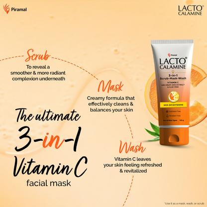 Lacto Calamine 3 - In - 1 Vitamin C Face Scrub - Mask - Wash
