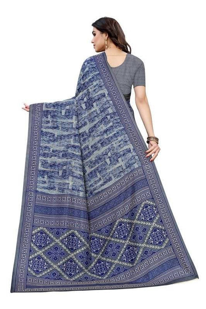 Vamika Printed Blue Crepe Silk Saree (ICE BLUE)