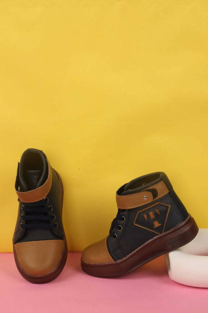 Tiny Bugs Boys Party Wear Mid Top Boots - Navy