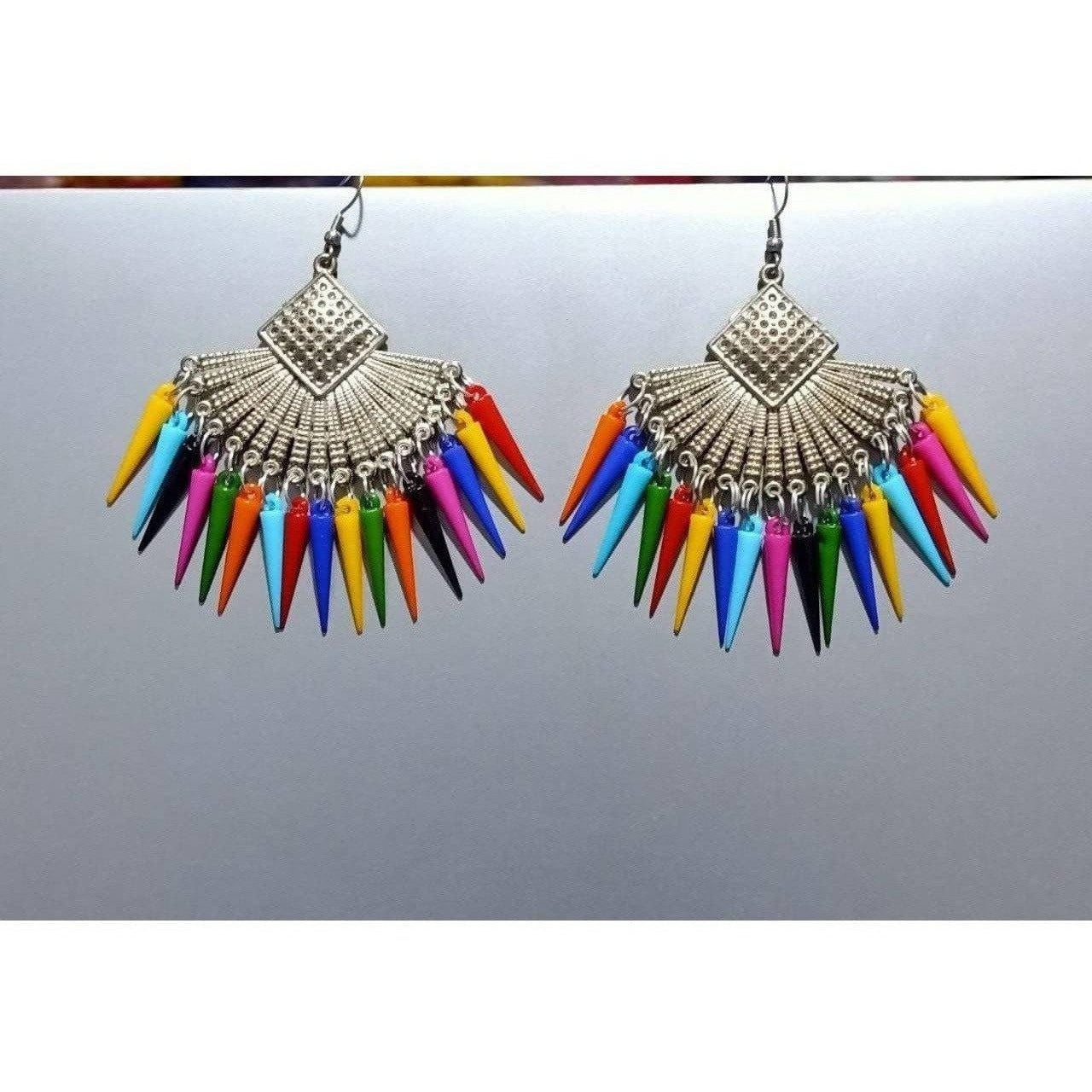 MS Fashion India Women's Girl's Chandbali Stylish Cone shape Pearls Silver Oxidized Earrings