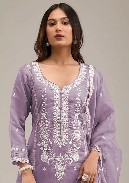 Anaita Light-lavender Embroidered Silk Stitched Salwar Suit
