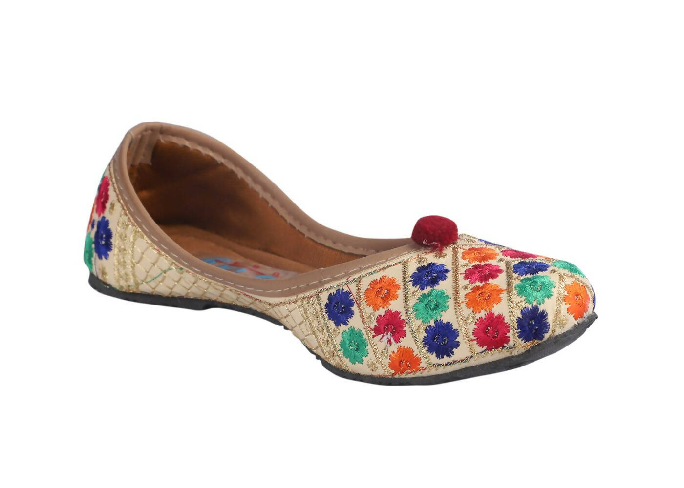 Tiny Bugs Girls Ethnic Floral Embroidered Juttis - Multi