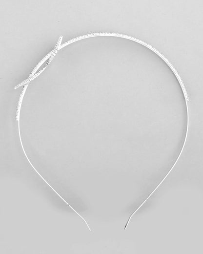 VOJ Silver Plated Bow Shaped AD studded Hairband