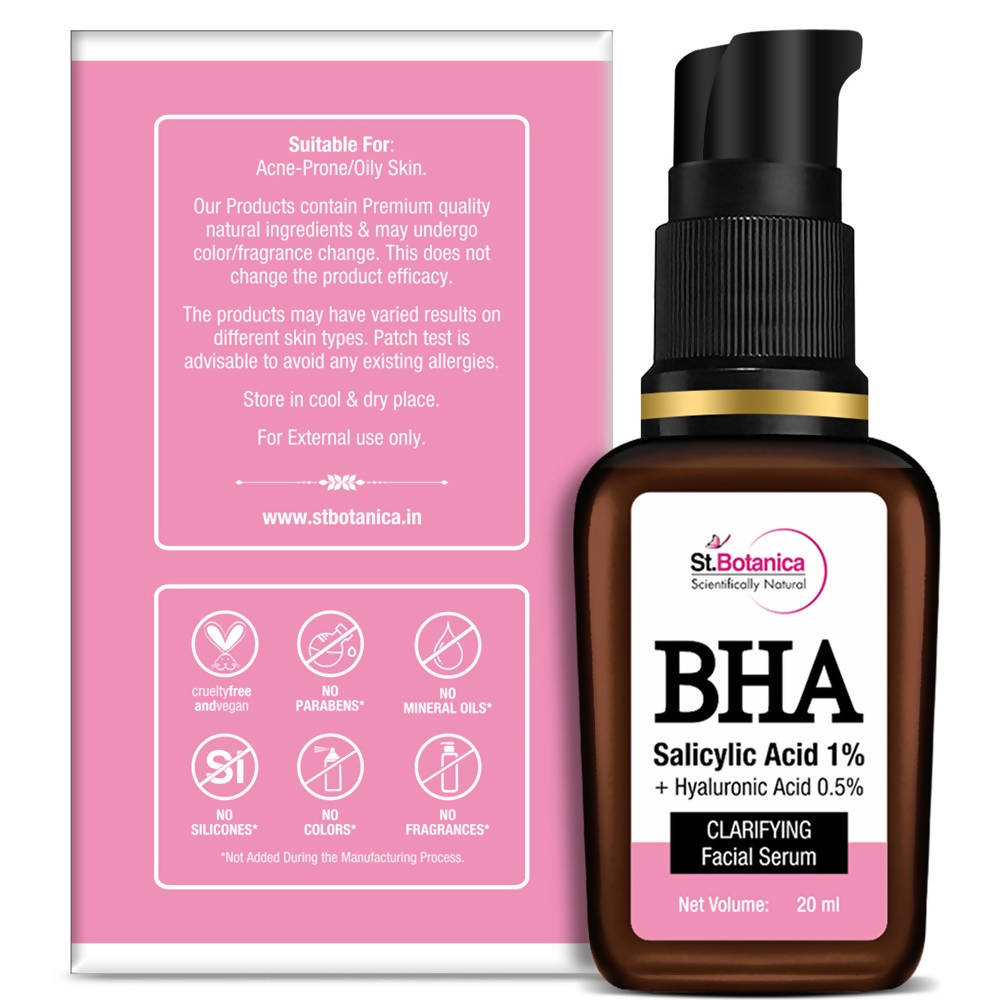 St.Botanica BHA Salicylic Acid 1% + Hyaluronic Acid 0.5% Clarifying Facial Serum - 20 ml