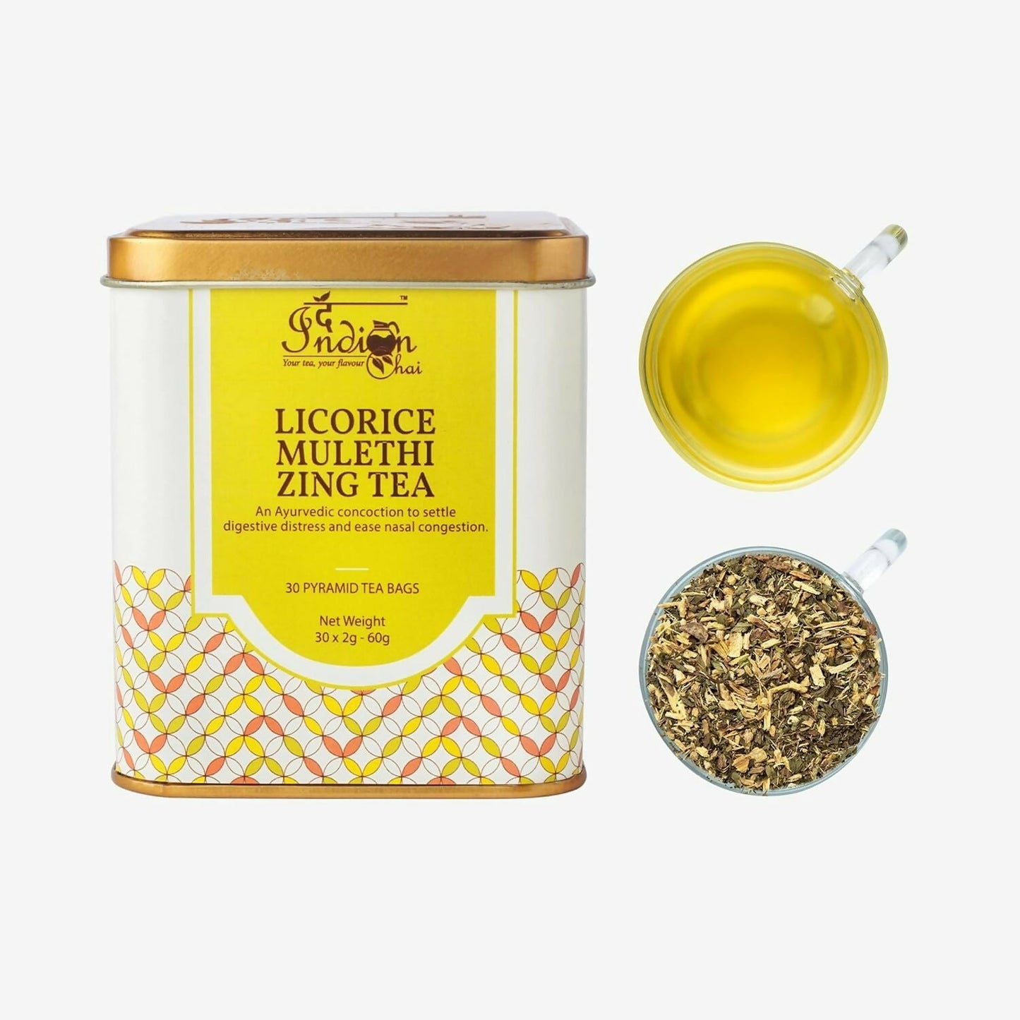 The Indian Chai - Licorice Mulethi Zing Tea 30 Pyramid Tea Bags