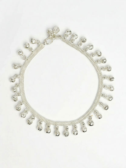 NVR Women Set of 2 Silver Plated Ghunguru Beaded Anklet