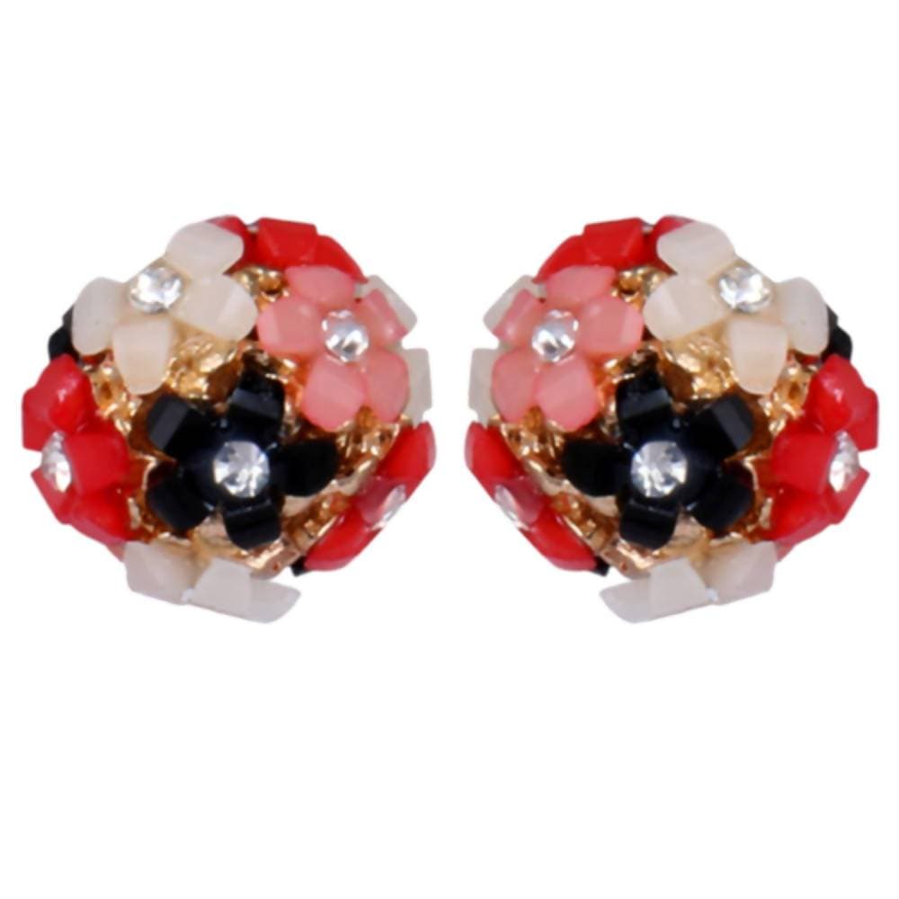 Trendoo Jewelry Gold-Polished Stylish Fancy Party Wear Multi Color Studs