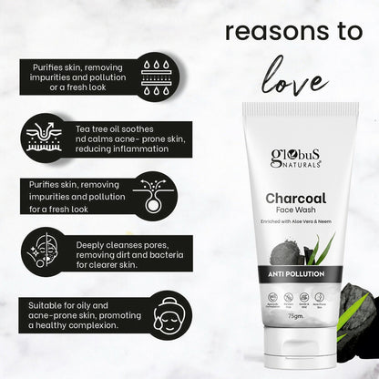 Globus Naturals Anti Pollution Charcoal Face Wash