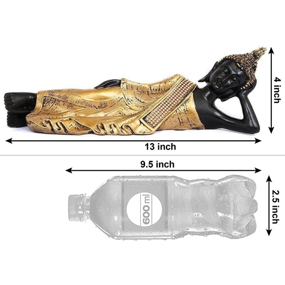 Ecraftindia Polyresin Lord Buddha Idol | Golden and Black