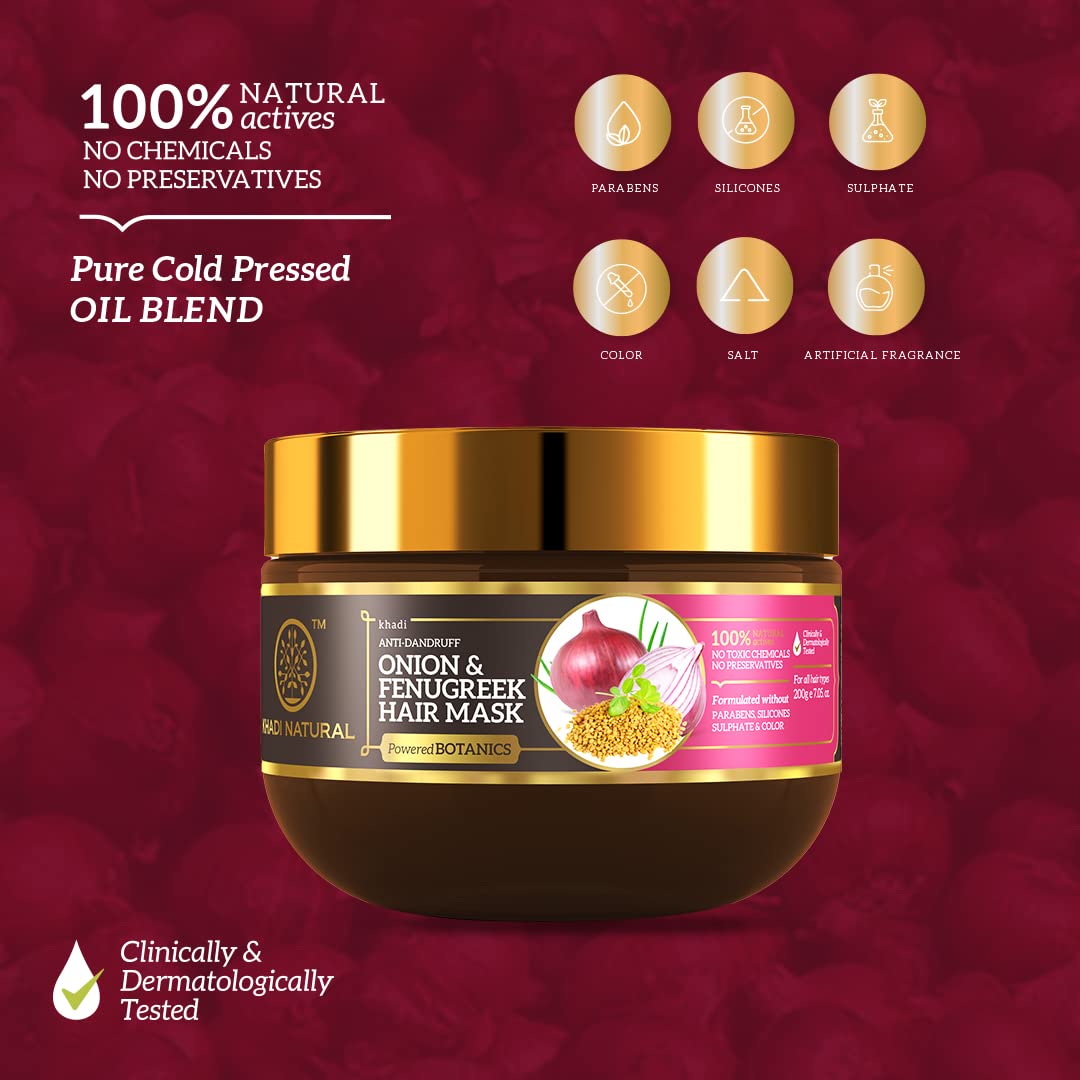 Khadi Natural Onion & Fenugreek Hair Mask - Paraben, Silicones, Sulphate & Color Free