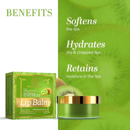 Khadi Natural Kiwi Fruit Lip Balm With Beeswax & Sheabutter, 5 g