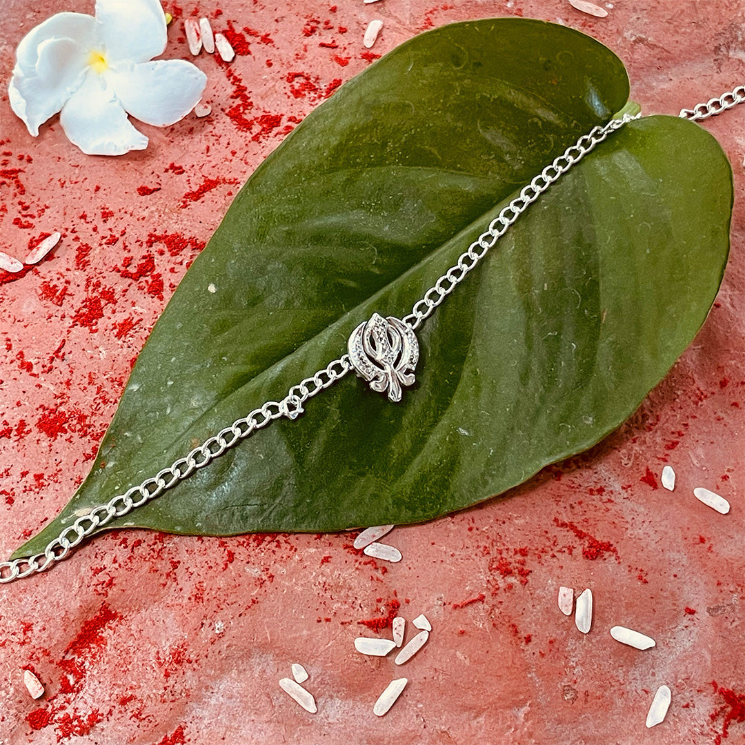 trueBrowns 925 Sterling Silver Khanda Silver Chain Rakhi