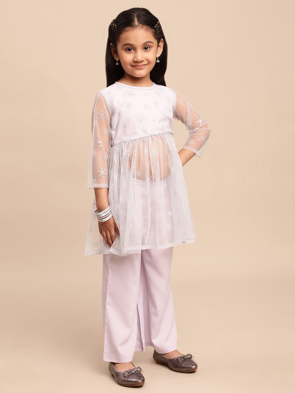 Ahalyaa Blue Net Straight Kurta Sets