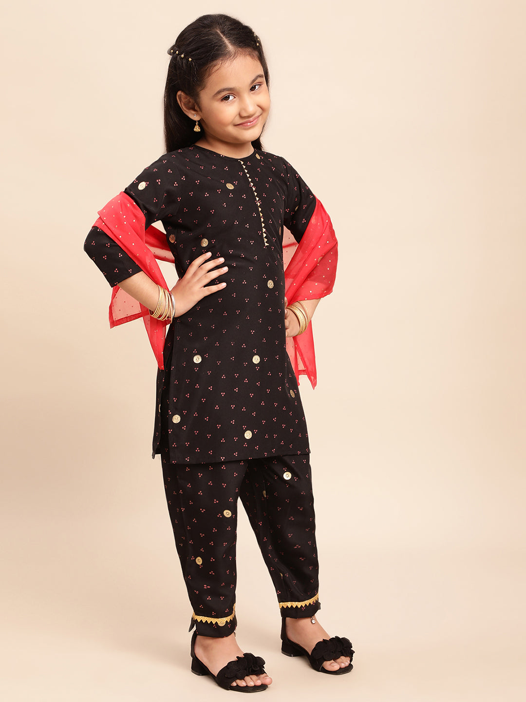 Ahalyaa Black Crepe Straight Kurta Sets