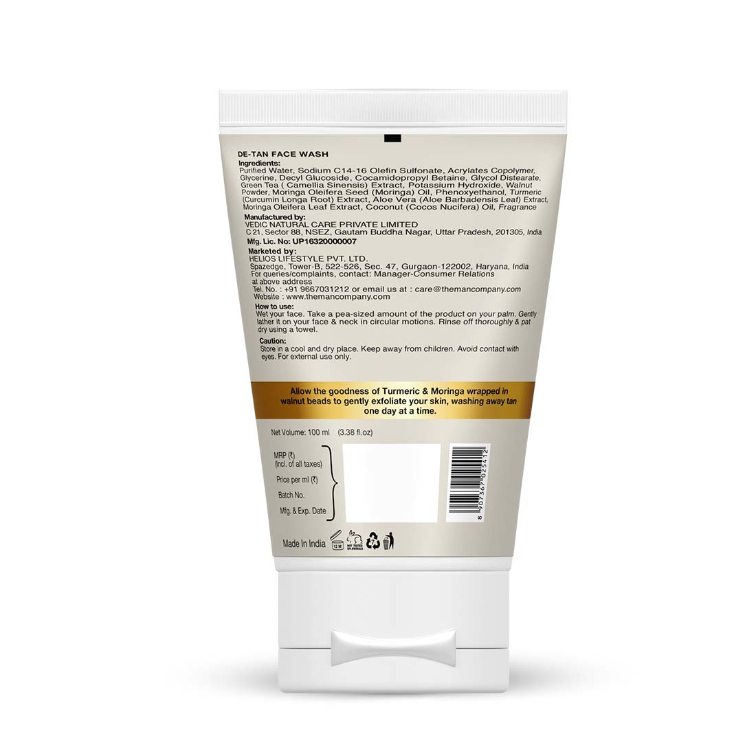 The Man Company De-Tan Face Wash Moringa & Turmeric - 100 ml