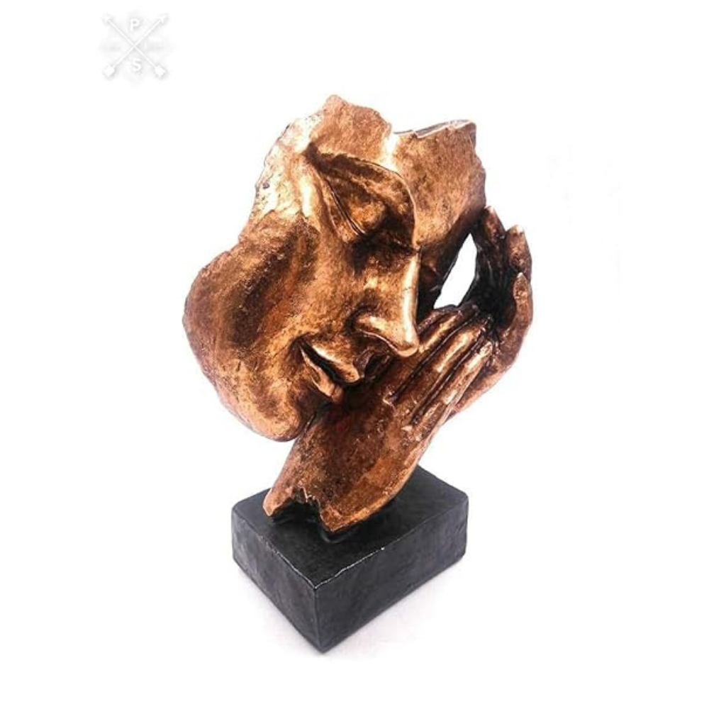 Indicast Porcelain Modern Human Faces Statue Table Desk Decor Copper Handcrafted Thinking Human Face Decorative Showpiece