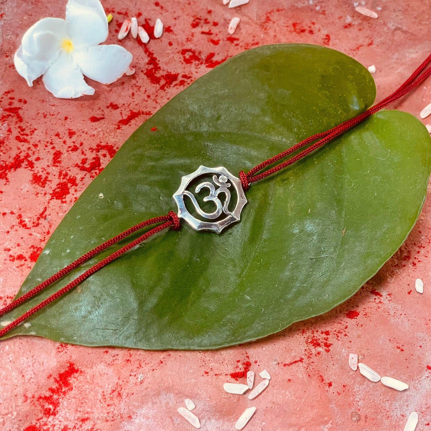 trueBrowns 925 Sterling Silver Embossed Om Thread Rakhi