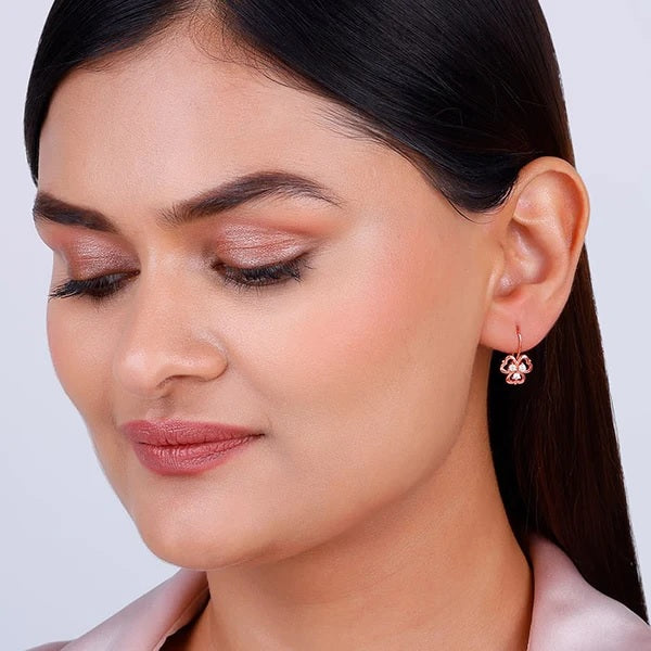 Rose Gold Three Leaf Clover Earrings