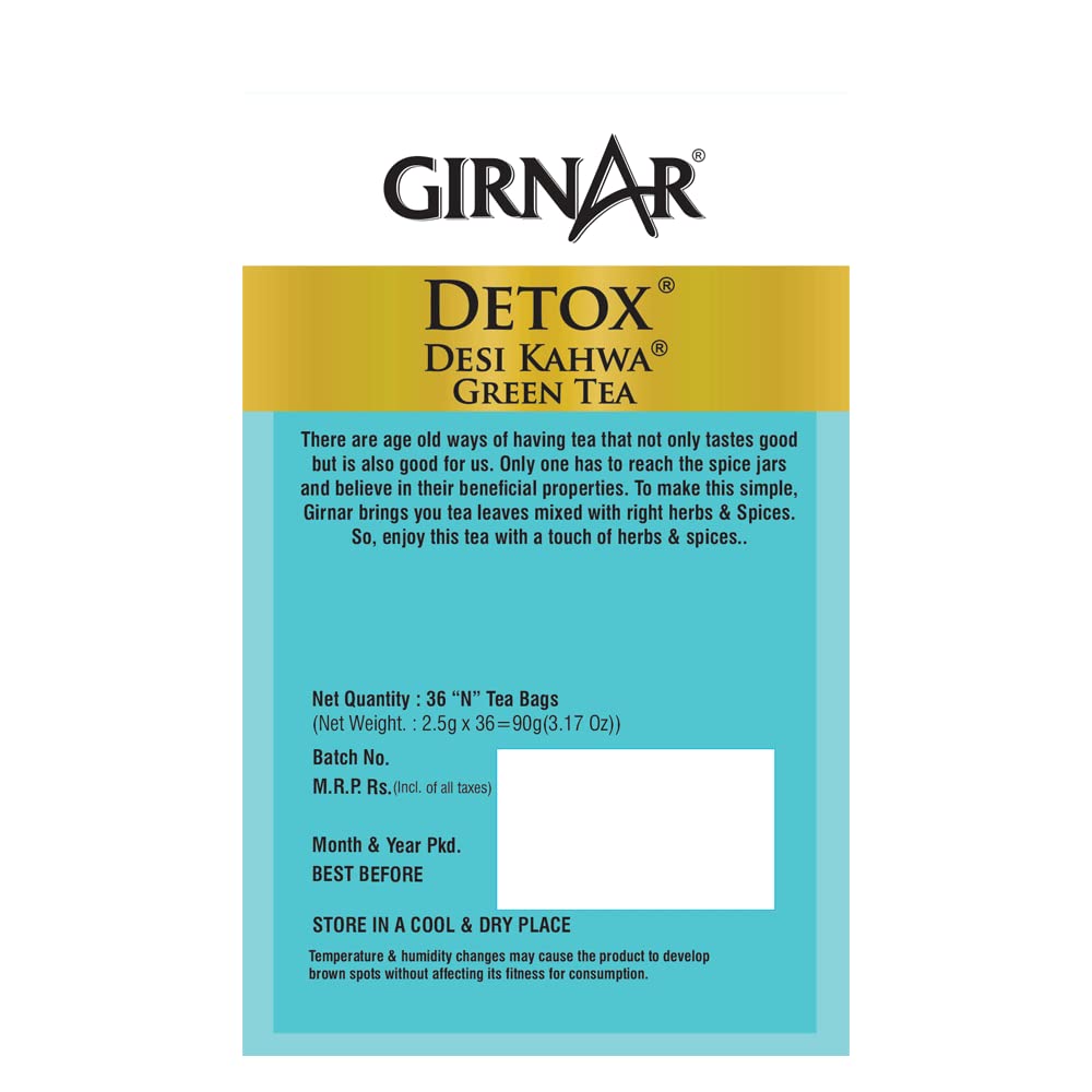 Girnar Detox Green Tea - Desi Kahwa - 36 Tea Bags