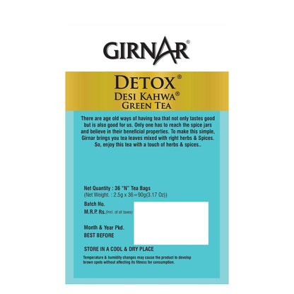 Girnar Detox Green Tea - Desi Kahwa - 36 Tea Bags