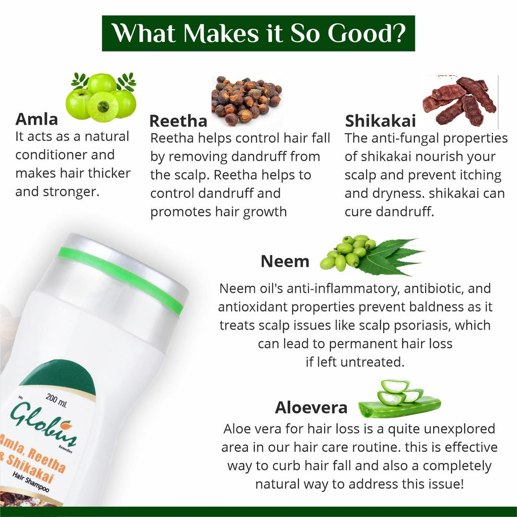 Globus Naturals Remedies Amla Reetha Shikakai Shampoo - 200 ml