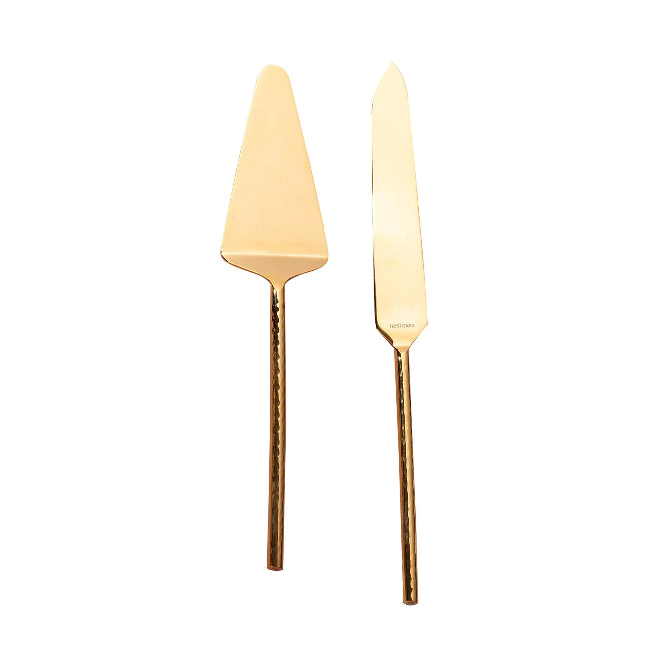 Nestroots Round Elegance Set of 2 Cake Servers with Hammered Handles