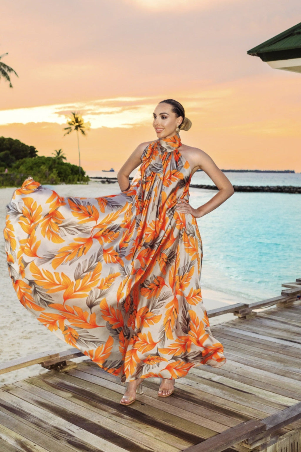 Premium Persian Silk Digital Printed Luxury Long Kaftan Women's