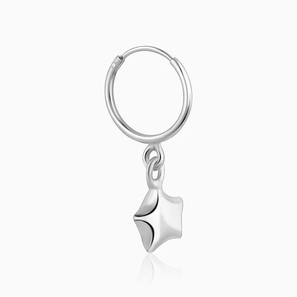 Silver Mini Star Hoop Earrings