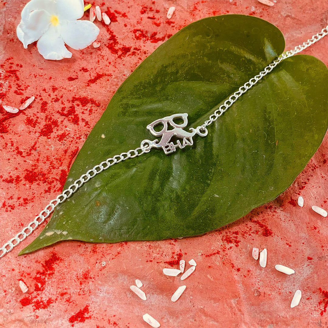 trueBrowns 925 Sterling Silver Chashmish Bhai Silver Chain Rakhi