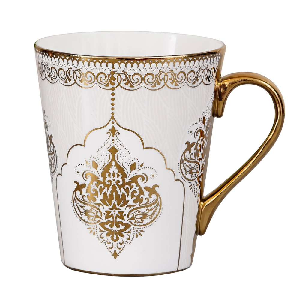 Femora Heritage Gold Coffee Mug Milk Mug | 330 Ml | Not Microwave Safe | Ceramic