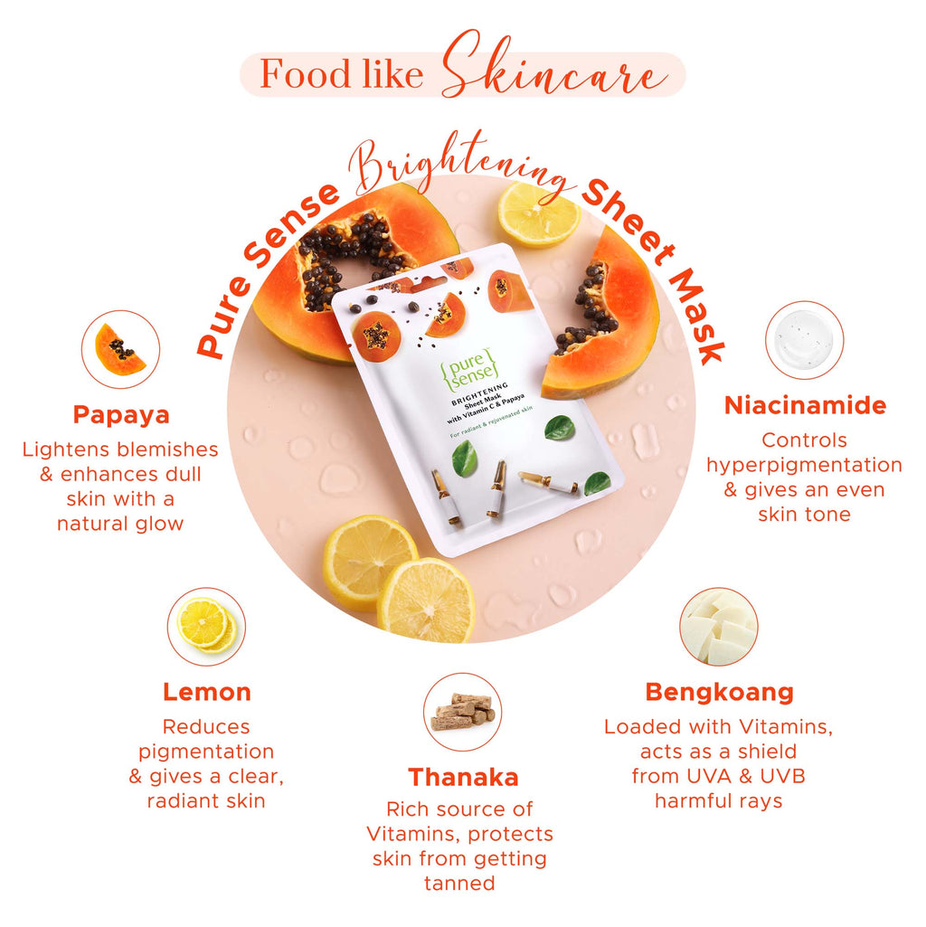 Puresense Brightening Sheet Mask with Vitamin C & Papaya - 15 ml