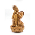 Shri Handicrafts 8" Inch Wood Carving Handmade Thinking Buddha Statue Good Luck Hindu God Figurine for Home Temple | Brown